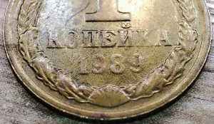 1 копейка 1989 СССР Непрочекан реверса