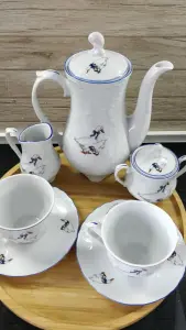 Польский фарфоровый чайный набор,- серия 'Rococo гусь'