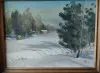 Зима к вечеру.. холст. масло. Брестский художник Пепеляев В Н . 40*30 см. 2015 г.