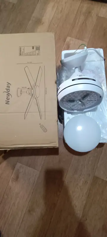 Потолочный вентилятор Newday 48 дюймов с подсветкой и пультом дистанционного управления, белый, н