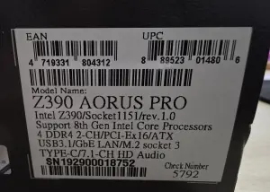 Материнская плата: Gigabyte Z390 Aorus Pro (rev. 1.0)