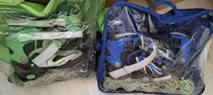 Ролики сине-зеленые, р.27-30, б.у-2комплекта (на з/ч один)