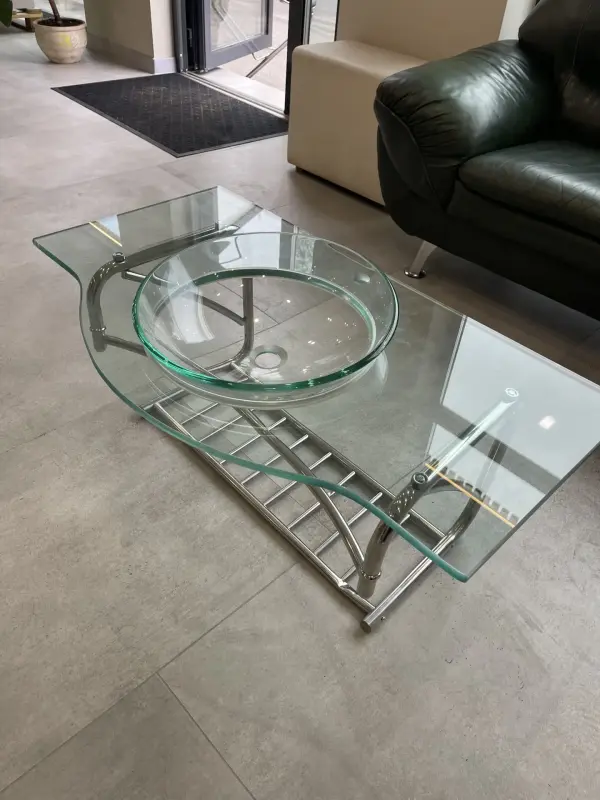 Стеклянный умывальник 100×56см с подставкой