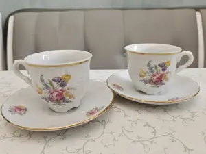 Польский фарфор: 2 кофейные пары