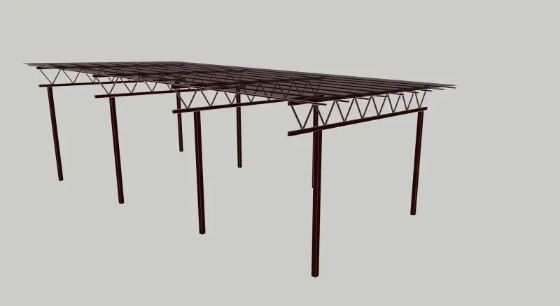 проект навеса 3,7 х 7,5 аккуратный сварной навес для машин в Ждановичах