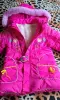 Куртка розовая с мехом на 4-6лет с капюшоном, б.у