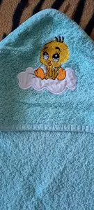 Полотенце для новорожденного с капюшоном, б.у в идеальном состоянии, бирюзовый