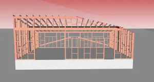 строительный ПРОЕКТ каркасного гаража-склада с большим пролетом