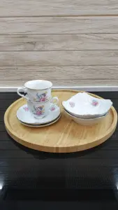 Польский фарфор: 2 чайные пары + 2 салатника