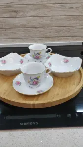 Польский фарфор: 2 чайные пары + 2 салатника