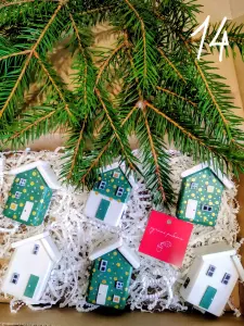 Ручная работа, новогодние домики на елку