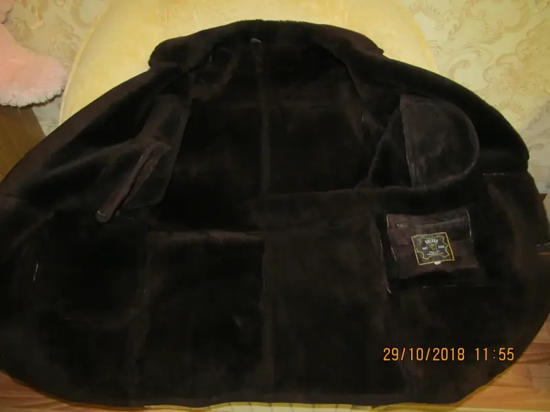 Дубленка мужская натуральная, цвет темно-коричневый, размер 54-56, рост 182