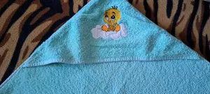 Полотенце для новорожденного с капюшоном, б.у в идеальном состоянии, бирюзовый