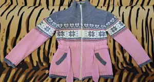 Кофта-туника с пояском с узором снежинки на 4-6лет, б.у