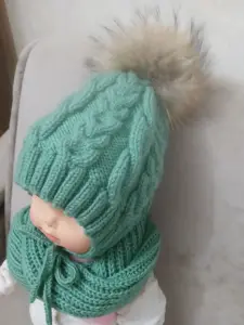 Комплект шапочка +снуд.мех нат., утеплен.