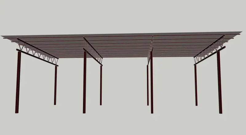 проект навеса 3,7 х 7,5 аккуратный сварной навес для машин в Ждановичах