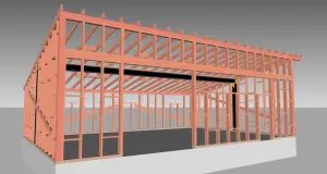 строительный ПРОЕКТ каркасного гаража-склада с большим пролетом