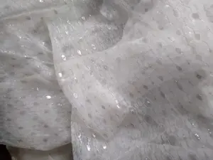 Гипюр белый с серебром,1.4х6.2м