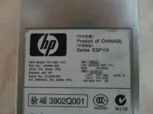 Блок питания HP ESP113 (PS-3381-1C1194989-002) 400W для серверов Proliant DL380 G3 OEM, Б.У.