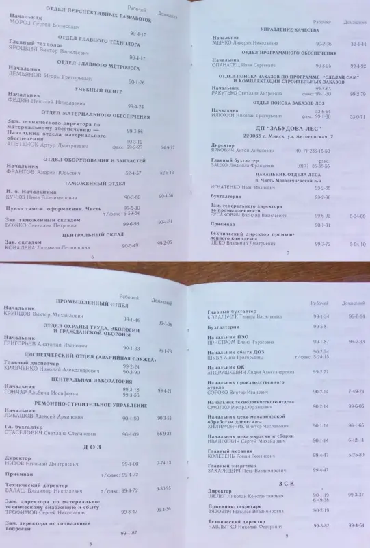 Телефонные справочники ОАО ''Забудова''