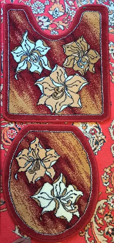 Комплект ковриков жаккардовых двухполотных в ванну и туалет-3шт, новый