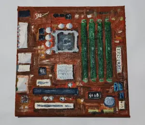 Картина ''Motherboard'' 2025 (масло, холст 20х20)