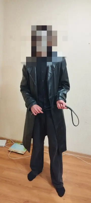 Плащ, пальто 70-80 гг.Кожаный.Ретро