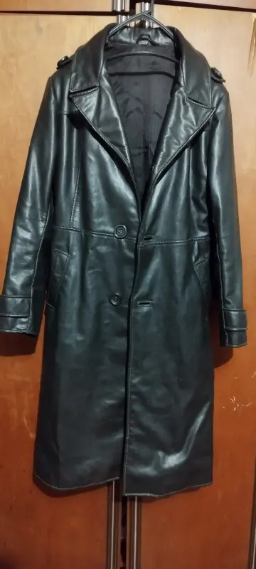Плащ, пальто 70-80 гг.Кожаный.Ретро