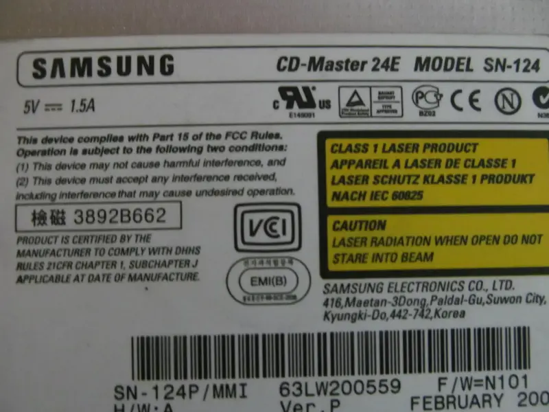 Оптические приводы - Samsung CD-Master 24E SN-124 24x Slim Notebook CD-Rom, Б.У. оптический накопитель - Вся Беларусь - Фото 4 Samsung CD-Master 24E SN-124 24x Slim Notebook CD-Rom, Б.У. оптический накопитель - Вся Беларусь - 230027 - Доска объявлений Kupika.by - Фото 4