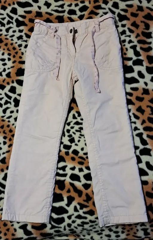 Брюки молочного цвета утепленные на байке на 5-6лет, р.116