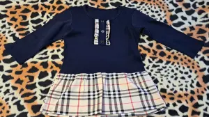 Платье сине-бежевое, юбка в клетку, новое без бирки на 3-5лет