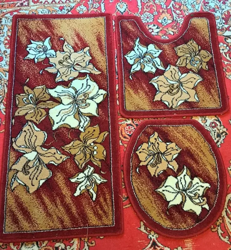 Комплект ковриков жаккардовых двухполотных в ванну и туалет-3шт, новый