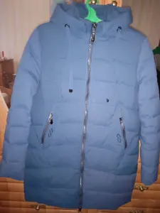 Пуховик зима женский, голубой цвет