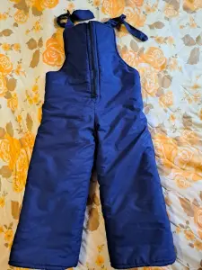 Полукомбинезон синий с иск.мехом, р.92-98, б.у