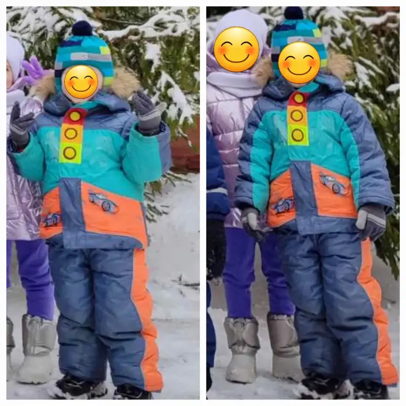 Зимний комбинезон р.98 (большемерит)+ шапка-шлем