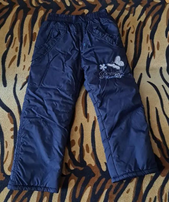 Штаны синие утепленные на байке на 4-5лет (р.104-116), б.у