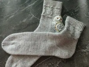 Светло серые носочки " Совушка"