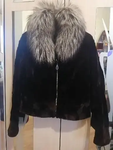 Шуба норка с чернобуркой SWAROVSKI  Италия
