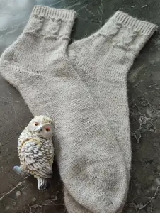 Светло серые носочки " Совушка"