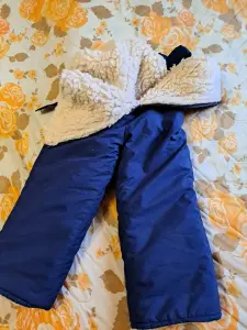 Полукомбинезон синий с иск.мехом, р.92-98, б.у