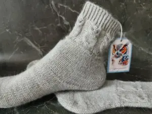 Светло серые носочки " Совушка"