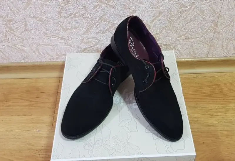 Мужские полуботинки туфли дерби чёрные, велюр, размер 39