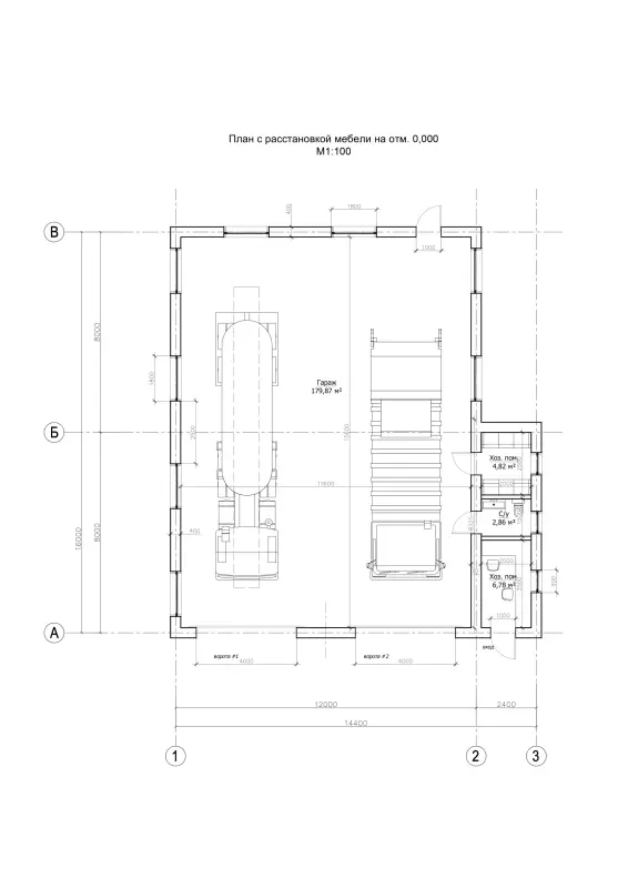 проект гаража строительной техники, хоз. постройка до 200 м2 Минский район