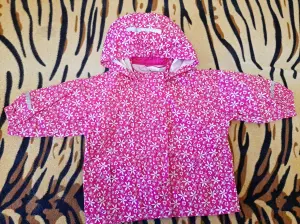 Куртка-ветровка розовая в цветочки, р.74-80 ((7мес-1,5года)