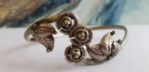 Редкий, винтажный браслет- кафф 'Розы' 1980г, СССР