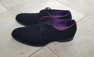 Мужские полуботинки туфли дерби чёрные, велюр, размер 39