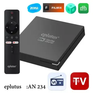 Смарт ТВ приставка Eplutus AN-234, с голосовым вводом, Android/8K/WiFi/BT