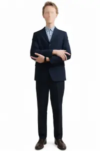 Классический тёмно-синий деловой костюм-двойка приталенного кроя "Junior classic"