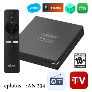 Смарт ТВ приставка Eplutus AN-234, с голосовым вводом, Android/8K/WiFi/BT