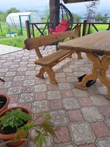 Уличные стол и скамейки из массива дуба